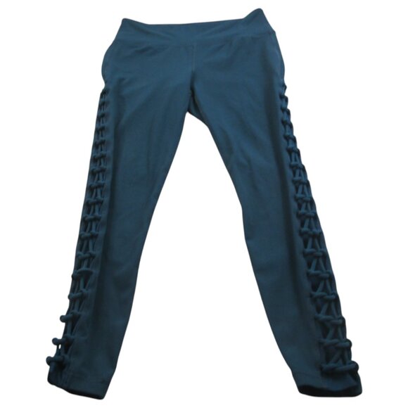 New Balance Active Leggings Womens Teal Lace Up Tights Athletic Yoga High Waist - Picture 1 of 9